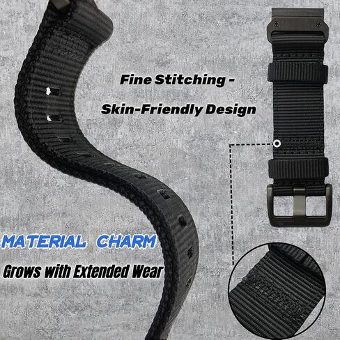 سوار ساعة 22 مم/ 26 مم لـ Garmin، حزام رياضي من النايلون متين للغاية وسريع التركيب لسلسلة fēnix/Forerunner/Approach/MARQ/quatix /D2 in Kuwait