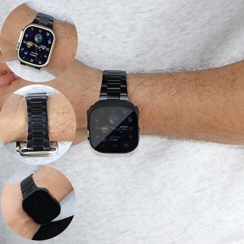 Compatible Stainless Steel Apple Watch Band 49mm 45mm 44mm 42mm, Thin Metal Link Bracelet for Apple Watch Wristbands Men Women, Link Band for iWatch Ultra Series 8/7/6/5/4/3 SE, Golden in Saudi Arabia