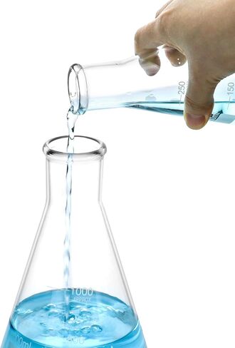 QWORK Erlenmeyer Flask Set, 2 Pcs 500ML Borosilicate Glass Conical Flasks with Narrow Mouth, Printed Scale, for Lab, Classroom, Kitchen, Craft, Home in Saudi Arabia