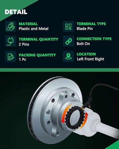 مستشعر سرعة عجلة ABS أمامي يسار أو يمين من SCITOO مناسب لـ 2005 2006 لسيارة شيفروليه إكوينوكس، 2006 لسيارة بونتياك تورنت، 2002 2003 2004 2005 2006 2007 لسيارة Saturn Vue ALS1344 in Kuwait