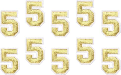 MECCANIXITY 10Pcs Number Patches Embroidered Decorative Repair Patches Iron on Patches Sew On Embroidered Applique Patches 1 Gold 2" Height for Clothes, Shoes, Hats, Backpacks, DIY in Saudi Arabia