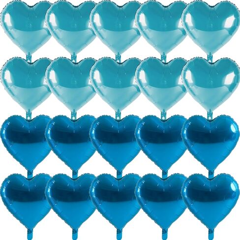 10 Pcs 20 Inch Blue Heart Balloons Foil Heart shaped Balloons Helium Mylar Balloons Foil Balloon for Women Kids Valentines Day Decoration Birthday Wedding Proposal Bridal Party Decor in Saudi Arabia