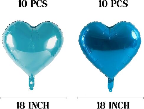 10 Pcs 20 Inch Blue Heart Balloons Foil Heart shaped Balloons Helium Mylar Balloons Foil Balloon for Women Kids Valentines Day Decoration Birthday Wedding Proposal Bridal Party Decor in Saudi Arabia
