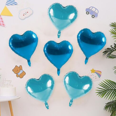10 Pcs 20 Inch Blue Heart Balloons Foil Heart shaped Balloons Helium Mylar Balloons Foil Balloon for Women Kids Valentines Day Decoration Birthday Wedding Proposal Bridal Party Decor in Saudi Arabia