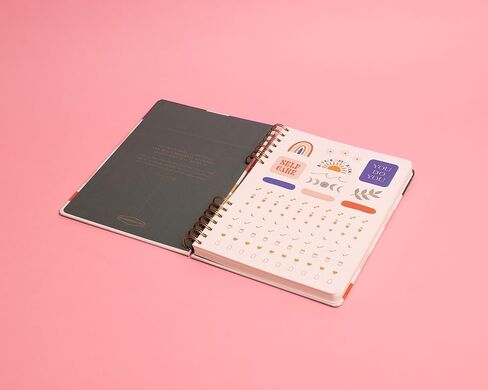 DesignWorks Ink Green Live Well Spiral Mindfulness Notebook Guided Gratitude and Wellness Journal Undated Daily Planner With Self Care and Activity Prompts and Stickers, 7.5" x 10.25 in Saudi Arabia