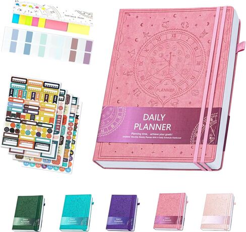 Ospelelf 2025 Planner Weekly And Monthly, 12 Months Leather Undated Daily Planner 2025-2026, 8.5 x 11 A4 Hardcover With Stickers and Pocket for Office Home School Supplies(Purple) in Saudi Arabia