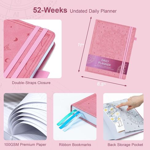 Ospelelf 2025 Planner Weekly And Monthly, 12 Months Leather Undated Daily Planner 2025-2026, 8.5 x 11 A4 Hardcover With Stickers and Pocket for Office Home School Supplies(Purple) in Saudi Arabia