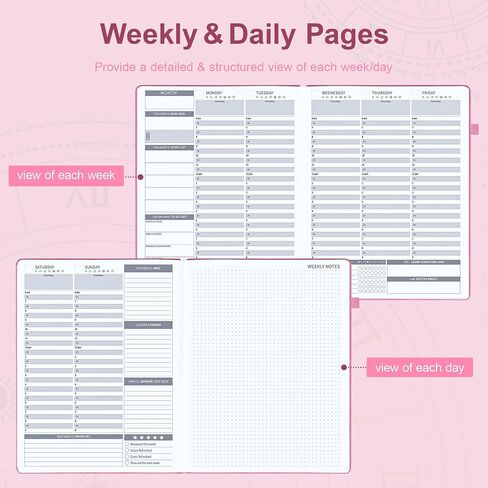 Ospelelf 2025 Planner Weekly And Monthly, 12 Months Leather Undated Daily Planner 2025-2026, 8.5 x 11 A4 Hardcover With Stickers and Pocket for Office Home School Supplies(Purple) in Saudi Arabia