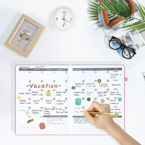 Ospelelf 2025 Planner Weekly And Monthly, 12 Months Leather Undated Daily Planner 2025-2026, 8.5 x 11 A4 Hardcover With Stickers and Pocket for Office Home School Supplies(Purple) in Saudi Arabia