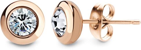 555Jewelry Womens Pair Round Circle Solitaire Cubic Zirconia Bezel Stud Earrings in Saudi Arabia