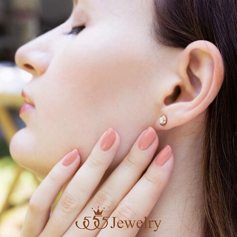 555Jewelry Womens Pair Round Circle Solitaire Cubic Zirconia Bezel Stud Earrings in Saudi Arabia
