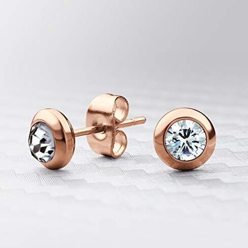 555Jewelry Womens Pair Round Circle Solitaire Cubic Zirconia Bezel Stud Earrings in Saudi Arabia