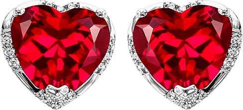 925 الفضة الاسترليني 4.5ct 8mm أقراط على شكل قلب روبي الزمرد الياقوت جمشت زركونيا الأذن مربط الأزياء الذهب الأبيض مطلي مجوهرات هدايا للنساء in Kuwait