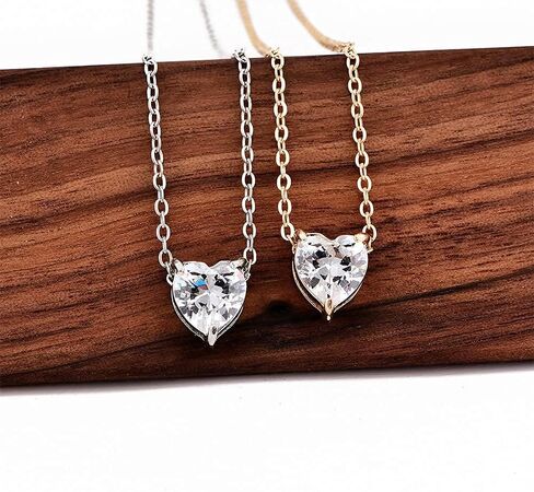Kyerlyn Diamond Necklaces for Women, Dainty Leaf Necklace 14K Gold/Silver Plated CZ Heart Pendant Necklace Simple Flower Choker Necklaces Elegant Everyday Jewelry Gift in Saudi Arabia