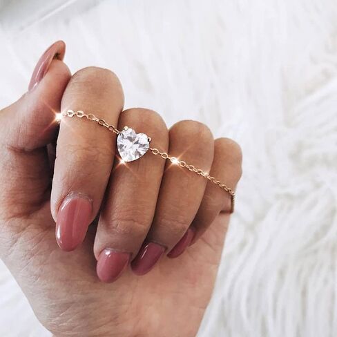 Kyerlyn Diamond Necklaces for Women, Dainty Leaf Necklace 14K Gold/Silver Plated CZ Heart Pendant Necklace Simple Flower Choker Necklaces Elegant Everyday Jewelry Gift in Saudi Arabia