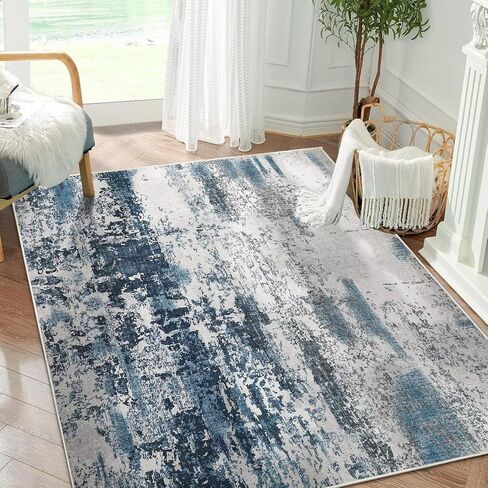 Small Area Rug for Entryway, 2x3 Ultra-Thin Washable Abstract Rugs Non-Slip Bathroom Rug Front Door Mat Indoor Entrance Modern Soft Faux Wool Kitchen Sink Rug Floor Accent Throw Carpet for Bedside in Kuwait