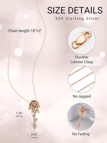 Key Necklace for Women 925 Sterling Silver Tree of Life/Daisy/Rose/Sunflower Necklace Key Pendant Jewelry Gifts for Women with 18"+2" Cable Chain in Saudi Arabia