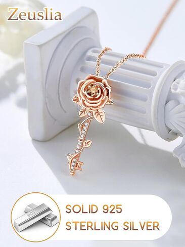 Key Necklace for Women 925 Sterling Silver Tree of Life/Daisy/Rose/Sunflower Necklace Key Pendant Jewelry Gifts for Women with 18"+2" Cable Chain in Saudi Arabia