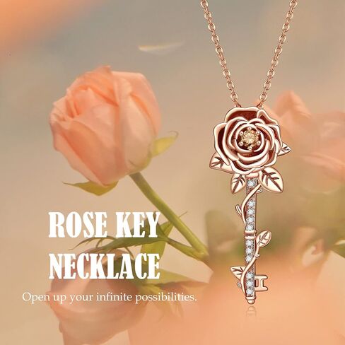 Key Necklace for Women 925 Sterling Silver Tree of Life/Daisy/Rose/Sunflower Necklace Key Pendant Jewelry Gifts for Women with 18"+2" Cable Chain in Saudi Arabia
