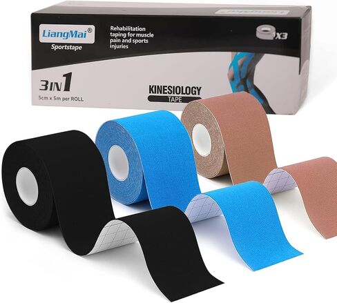Kinesiology Tape,Hypoallergenic and Waterproof Kinesiology Tape for Muscle Pain Relief and Joint Support,Free-Cutting Elastic Athletic Tape (3 Rolls) in Saudi Arabia