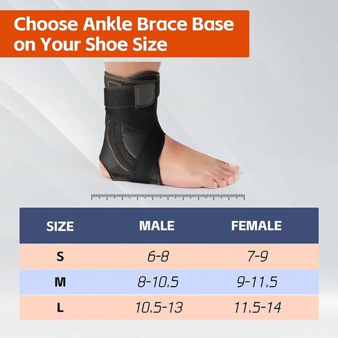Ankle Brace for Men Women - Adjustable Foot Brace for Sprained Ankle Injury Recovery, Copper Ankle Support Stabilizer with Metal Springs Support for Basketball Volleyball Football Running in Saudi Arabia