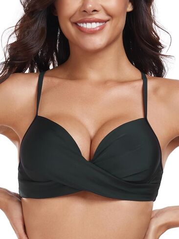 Women's Push Up Bikini Top Twist Front Ruched Underwire Molded Soft Pads Bikini Swimsuit Top in Saudi Arabia