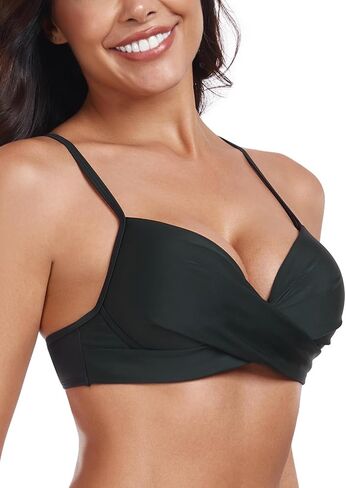 Women's Push Up Bikini Top Twist Front Ruched Underwire Molded Soft Pads Bikini Swimsuit Top in Saudi Arabia
