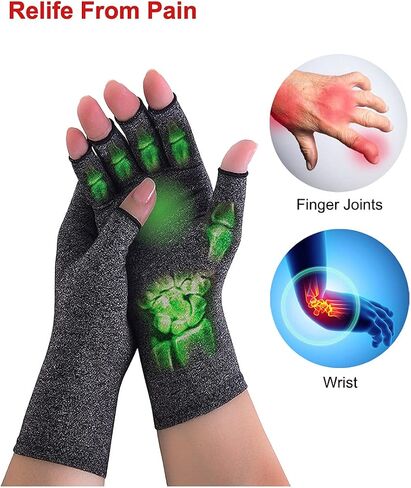 Donfri 2 Pairs Arthritis Compression Gloves Fingerless Gloves for Women Men,Arthritis Pain Relief,Rheumatoid Arthritis,Osteoarthritis, Raynauds, Carpal Tunnel Relief (Anti-Slip, S) in Saudi Arabia