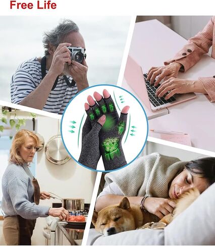 Donfri 2 Pairs Arthritis Compression Gloves Fingerless Gloves for Women Men,Arthritis Pain Relief,Rheumatoid Arthritis,Osteoarthritis, Raynauds, Carpal Tunnel Relief (Anti-Slip, S) in Saudi Arabia