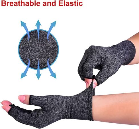 Donfri 2 Pairs Arthritis Compression Gloves Fingerless Gloves for Women Men,Arthritis Pain Relief,Rheumatoid Arthritis,Osteoarthritis, Raynauds, Carpal Tunnel Relief (Anti-Slip, S) in Saudi Arabia