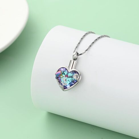 Yinplsmemory Sea Turtle Urn Necklaces for Ashes for Women Men Stainless Steel Crystal Heart Urn Locket Pendant Keepsake Memorial Cremation Jewelry in Saudi Arabia