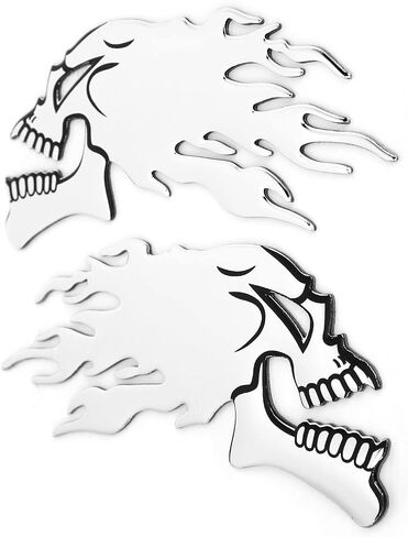 motorcycle tank decals, Skull Motorcycle Tank Sticker Skull Gas Tank Motorcycle Stickers 2PCS Fuel Tank Sticker 3D Universal Flame Skull Decal Decorations for Motorcycle(A) in Saudi Arabia