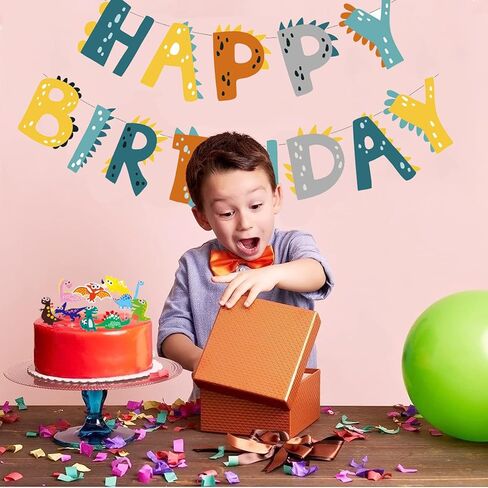 لوازم تزيين حفلات أعياد الميلاد على شكل ديناصور، لافتات عيد ميلاد سعيد لتزيين الكيك على شكل ديناصور الغابة وحفلات استقبال المولود الجديد للأطفال/أغطية الكب كيك/ تزيين الكيك in Kuwait