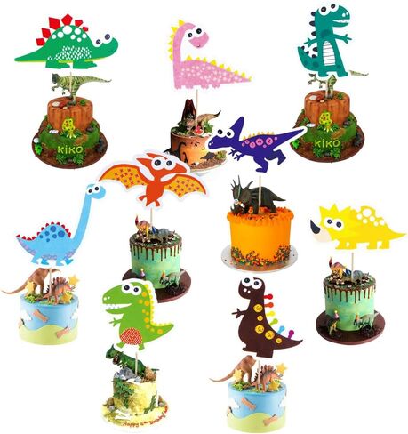 لوازم تزيين حفلات أعياد الميلاد على شكل ديناصور، لافتات عيد ميلاد سعيد لتزيين الكيك على شكل ديناصور الغابة وحفلات استقبال المولود الجديد للأطفال/أغطية الكب كيك/ تزيين الكيك in Kuwait