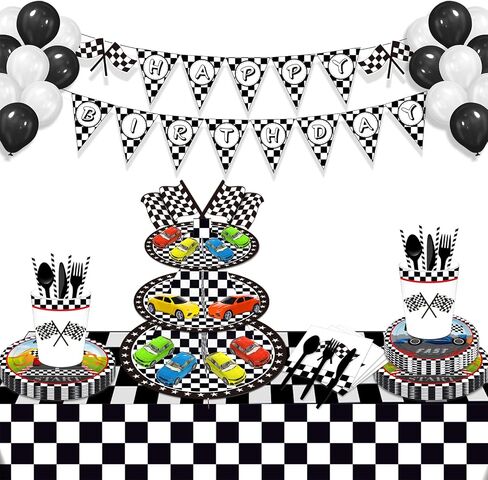Race Car Cupcake Stand Race Cars Birthday Party Supplies 3-Tier Cardboard Cupcake Stand for 12 Cupcakes Cars Theme Birthday Party Decorations in Saudi Arabia