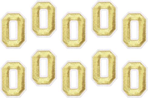 MECCANIXITY 10Pcs Number Patches Embroidered Decorative Repair Patches Iron on Patches Sew On Embroidered Applique Patches 1 Gold 2" Height for Clothes, Shoes, Hats, Backpacks, DIY in Saudi Arabia