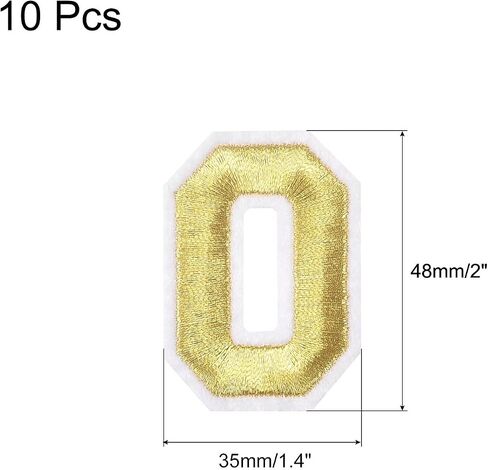 MECCANIXITY 10Pcs Number Patches Embroidered Decorative Repair Patches Iron on Patches Sew On Embroidered Applique Patches 1 Gold 2" Height for Clothes, Shoes, Hats, Backpacks, DIY in Saudi Arabia