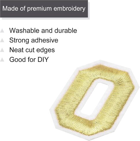 MECCANIXITY 10Pcs Number Patches Embroidered Decorative Repair Patches Iron on Patches Sew On Embroidered Applique Patches 1 Gold 2" Height for Clothes, Shoes, Hats, Backpacks, DIY in Saudi Arabia