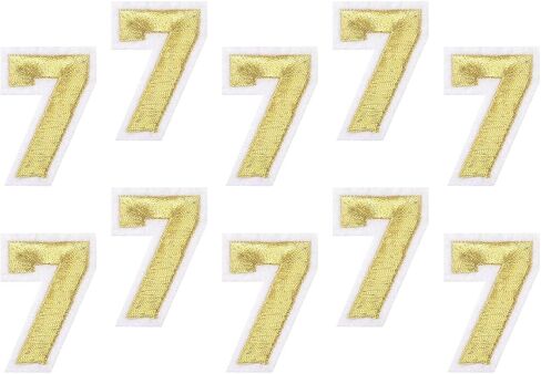 MECCANIXITY 10Pcs Number Patches Embroidered Decorative Repair Patches Iron on Patches Sew On Embroidered Applique Patches 1 Gold 2" Height for Clothes, Shoes, Hats, Backpacks, DIY in Saudi Arabia