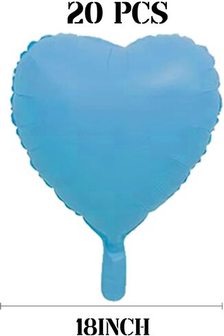10 Pcs 20 Inch Blue Heart Balloons Foil Heart shaped Balloons Helium Mylar Balloons Foil Balloon for Women Kids Valentines Day Decoration Birthday Wedding Proposal Bridal Party Decor in Saudi Arabia
