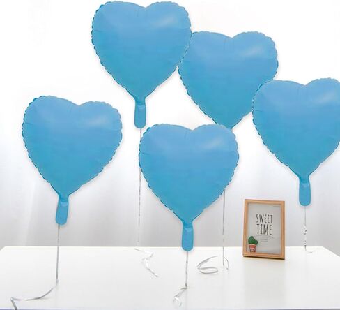 10 Pcs 20 Inch Blue Heart Balloons Foil Heart shaped Balloons Helium Mylar Balloons Foil Balloon for Women Kids Valentines Day Decoration Birthday Wedding Proposal Bridal Party Decor in Saudi Arabia