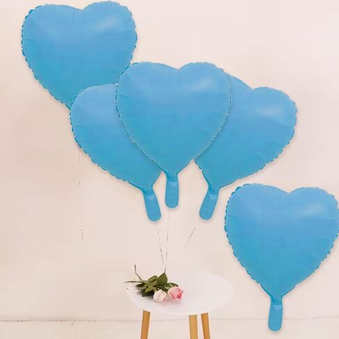 10 Pcs 20 Inch Blue Heart Balloons Foil Heart shaped Balloons Helium Mylar Balloons Foil Balloon for Women Kids Valentines Day Decoration Birthday Wedding Proposal Bridal Party Decor in Saudi Arabia