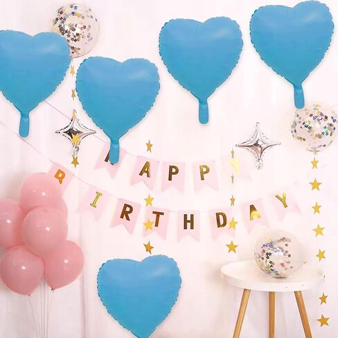 10 Pcs 20 Inch Blue Heart Balloons Foil Heart shaped Balloons Helium Mylar Balloons Foil Balloon for Women Kids Valentines Day Decoration Birthday Wedding Proposal Bridal Party Decor in Saudi Arabia