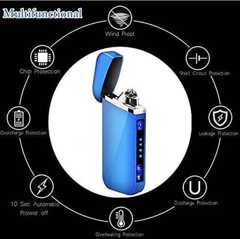 ولاعة كهربائية مقاومة للرياح ولاعة لهب USB قابلة لإعادة الشحن ولاعة بلازما خالية من البيوتان للسجائر والشموع والخارجية والداخلية مع طاقة شاشة LED (أزرق) in Saudi Arabia