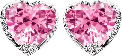 925 Sterling Silver 4.5ct 8mm Heart shaped Earrings Ruby Emerald Sapphire Amethyst Zirconia Ear Stud Fashion White Gold Plated Jewelry Gifts for Women in Saudi Arabia