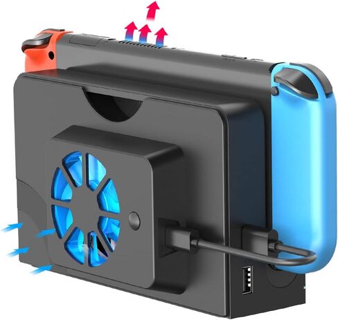ElecGear Cooling Fan for Nintendo Switch OLED Dock, 3 Speed Replacement Back Cover for Switch New Dock, USB Powered Cooler with LED Lighting in Saudi Arabia