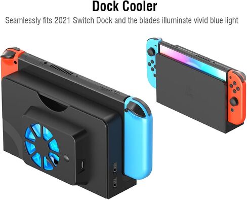 ElecGear Cooling Fan for Nintendo Switch OLED Dock, 3 Speed Replacement Back Cover for Switch New Dock, USB Powered Cooler with LED Lighting in Saudi Arabia