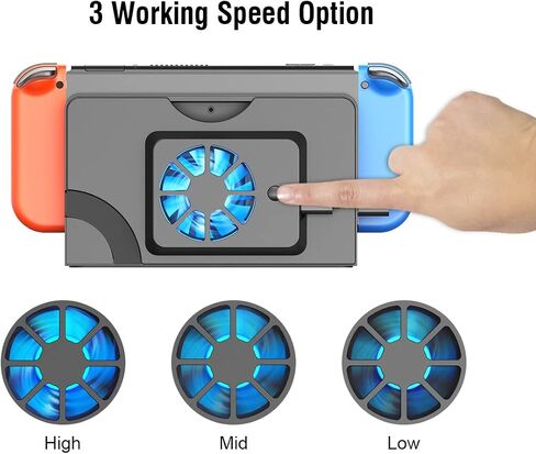 ElecGear Cooling Fan for Nintendo Switch OLED Dock, 3 Speed Replacement Back Cover for Switch New Dock, USB Powered Cooler with LED Lighting in Saudi Arabia
