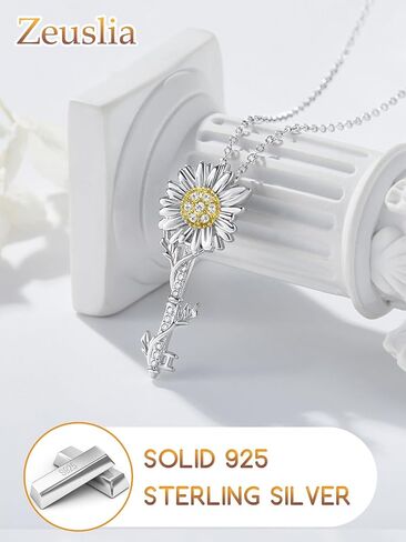 Key Necklace for Women 925 Sterling Silver Tree of Life/Daisy/Rose/Sunflower Necklace Key Pendant Jewelry Gifts for Women with 18"+2" Cable Chain in Saudi Arabia