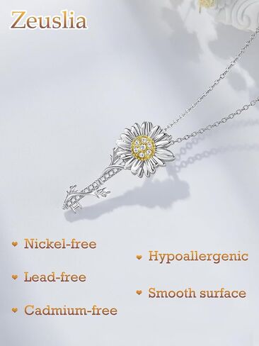 Key Necklace for Women 925 Sterling Silver Tree of Life/Daisy/Rose/Sunflower Necklace Key Pendant Jewelry Gifts for Women with 18"+2" Cable Chain in Saudi Arabia